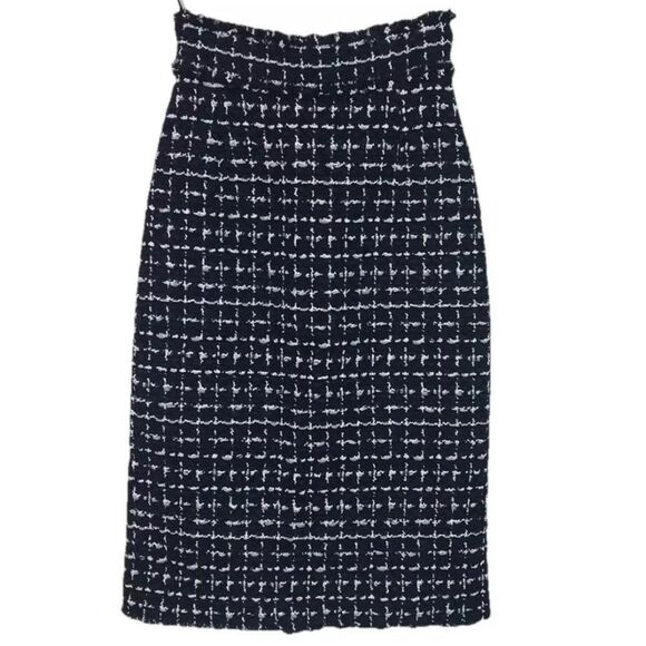 Oscar De La Renta Classic Tweed Pencil Skirt Blue Size XS NEW with Tag Designer - Picture 1 of 6